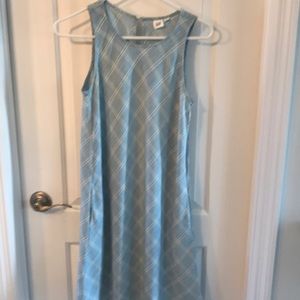 Gap light blue and white checked sleeveless dress
